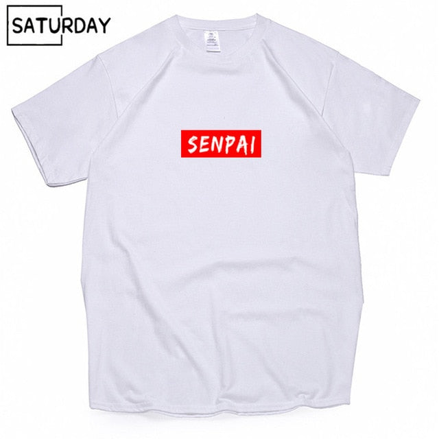 Men's Senpai Anime Girl Nerdy Cotton Black Print T-shirt Women Manga Streetwear Tee Cotton Tshirt Unisex Harajuku Clothes