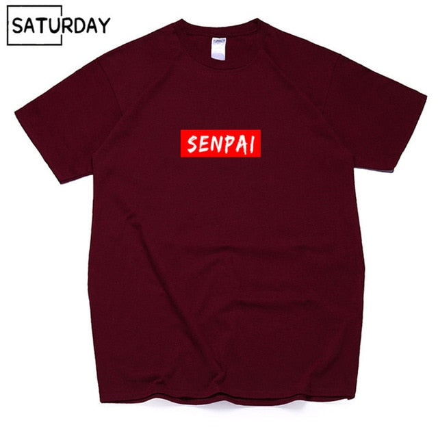 Men's Senpai Anime Girl Nerdy Cotton Black Print T-shirt Women Manga Streetwear Tee Cotton Tshirt Unisex Harajuku Clothes