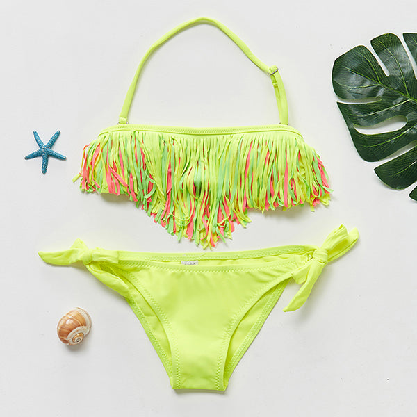 For 5~16Years Girls swimsuit Teenager Girls swimwear Tassel Style Children swimwear Kids Bikini Sets Biquini Infantil-9016/9015