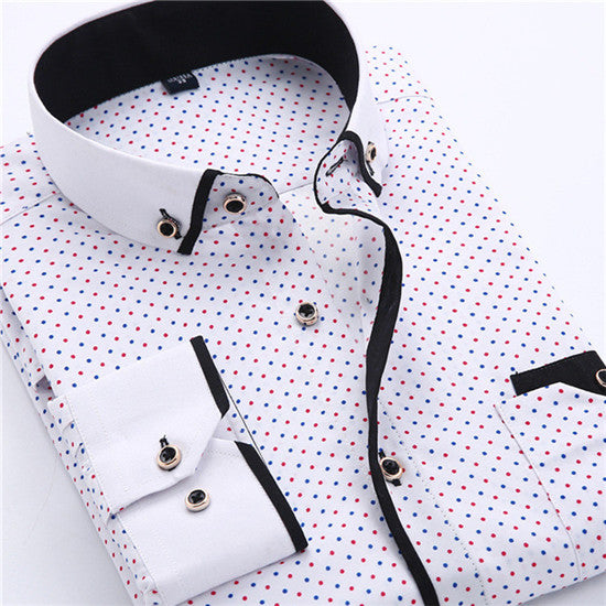 Big Size 4XL Men Dress Shirt 2016 New Arrival Long Sleeve Slim Fit Button Down Collar High Quality Printed Business Shirts M014