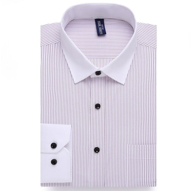 Alimens & Gentle Men's dress casual shirt long sleeve plus size 8xl 7xl 6xl high cotton fashion style Striped color white blue