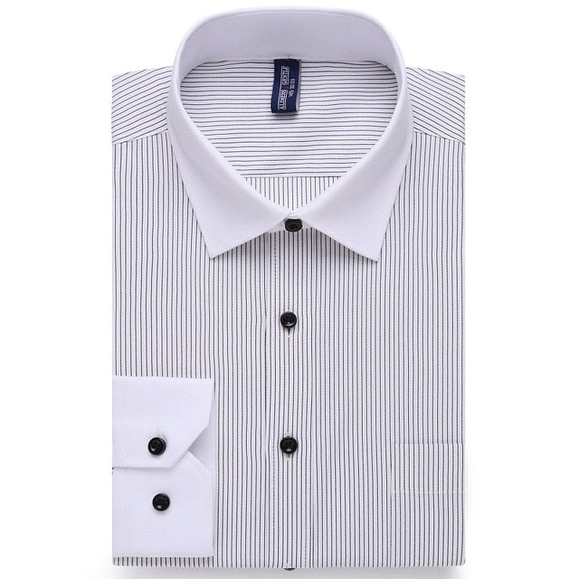 Alimens & Gentle Men's dress casual shirt long sleeve plus size 8xl 7xl 6xl high cotton fashion style Striped color white blue