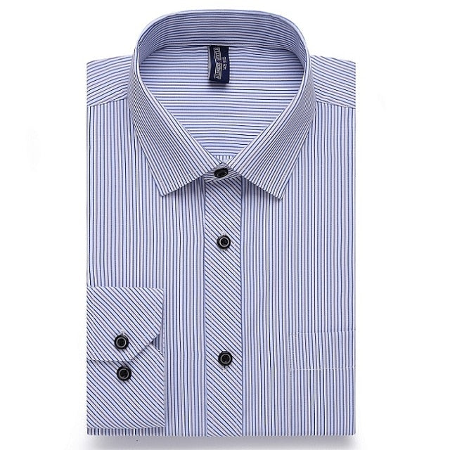 Alimens & Gentle Men's dress casual shirt long sleeve plus size 8xl 7xl 6xl high cotton fashion style Striped color white blue