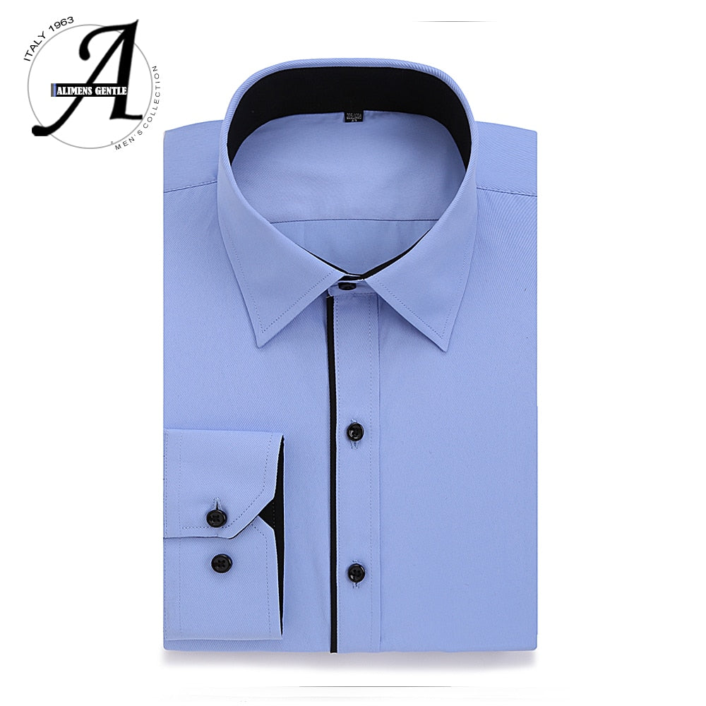 Alimens & Gentle Men's dress casual shirt long sleeve plus size 8xl 7xl 6xl high cotton fashion style Striped color white blue