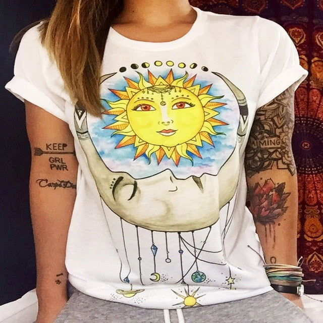 CDJLFH Tshirt Fashion Women Summer T Shirt Short Printed Tops Kawaii T-Shirt 2018 Sexy Funny Feminino Tshirts Camiseta Feminina