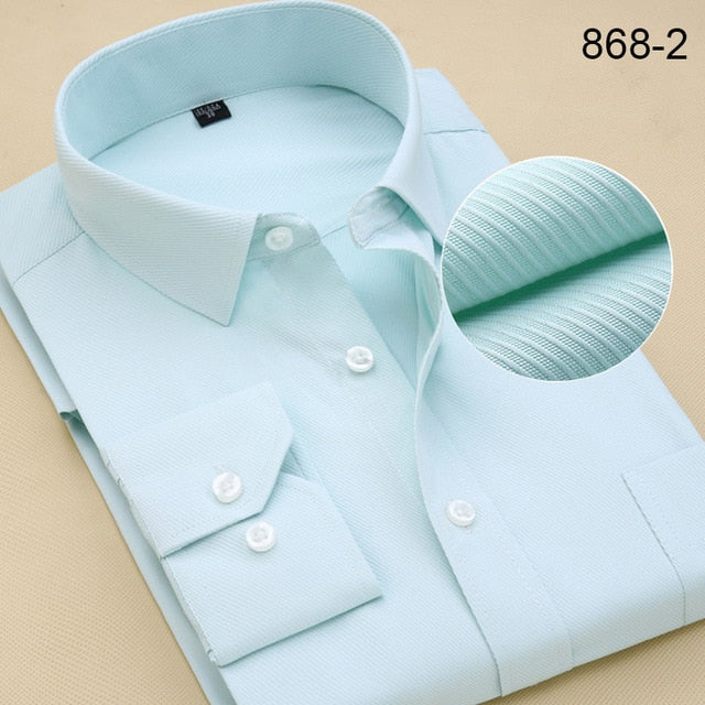 Plus Size Long Sleeve Men Dress Shirt Fashion Male Business Formal Wear Office Working Shirts 6XL 7XL 8XL white shirt