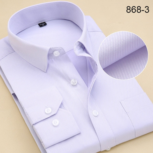 Plus Size Long Sleeve Men Dress Shirt Fashion Male Business Formal Wear Office Working Shirts 6XL 7XL 8XL white shirt