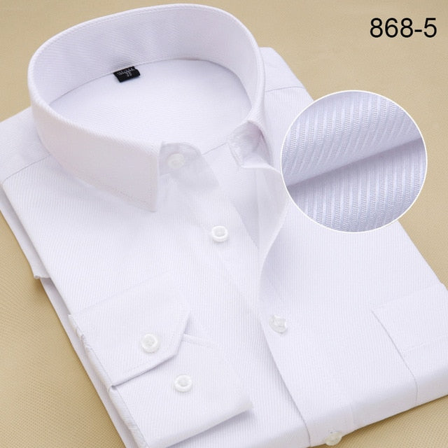 Plus Size Long Sleeve Men Dress Shirt Fashion Male Business Formal Wear Office Working Shirts 6XL 7XL 8XL white shirt