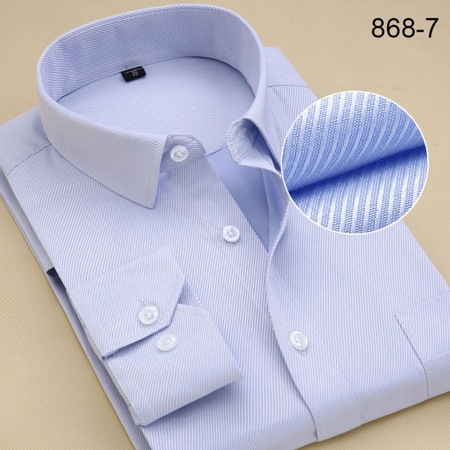 Plus Size Long Sleeve Men Dress Shirt Fashion Male Business Formal Wear Office Working Shirts 6XL 7XL 8XL white shirt