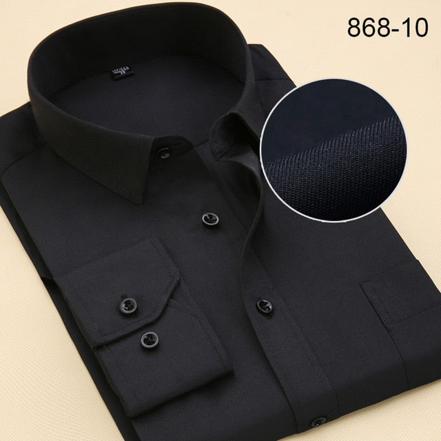 Plus Size Long Sleeve Men Dress Shirt Fashion Male Business Formal Wear Office Working Shirts 6XL 7XL 8XL white shirt