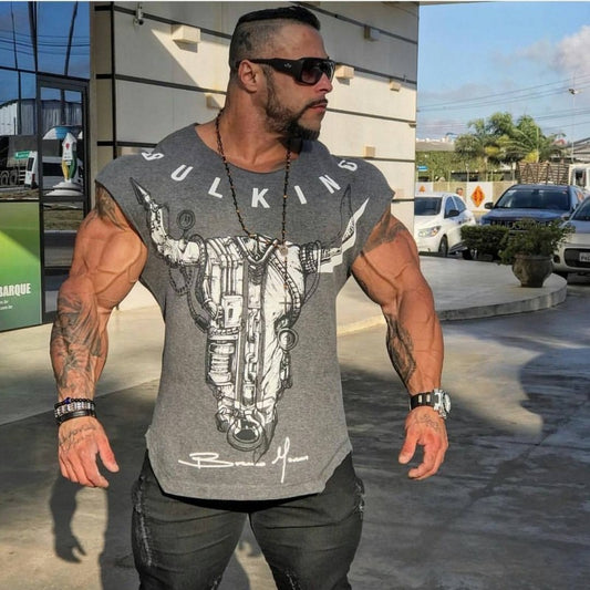 BULKING Brand Men cotton t shirts fashion Casual gyms Fitness workout Short sleeves tees 2018 summer new male tops clothing