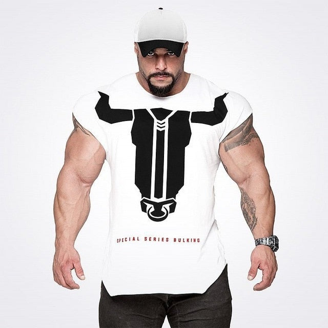 BULKING Brand Men cotton t shirts fashion Casual gyms Fitness workout Short sleeves tees 2018 summer new male tops clothing