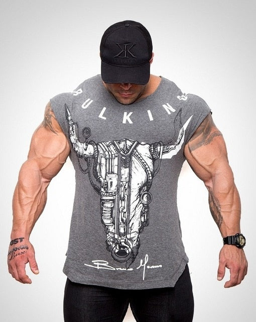 BULKING Brand Men cotton t shirts fashion Casual gyms Fitness workout Short sleeves tees 2018 summer new male tops clothing