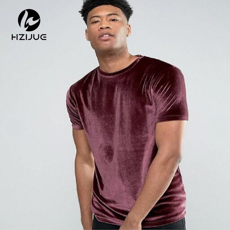 2018 new arrival men fashion tshirts O-neck Velvet Fabric tops loose style solid summer Velour Kanye Swag Mens T-shirt