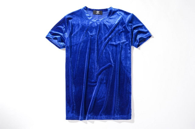 2018 new arrival men fashion tshirts O-neck Velvet Fabric tops loose style solid summer Velour Kanye Swag Mens T-shirt