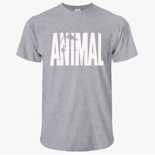 2018 hot ANIMAL T Shirt men cotton round collar muscle exercise fitness strong and handsome mens T-shirt trends cotton brand top