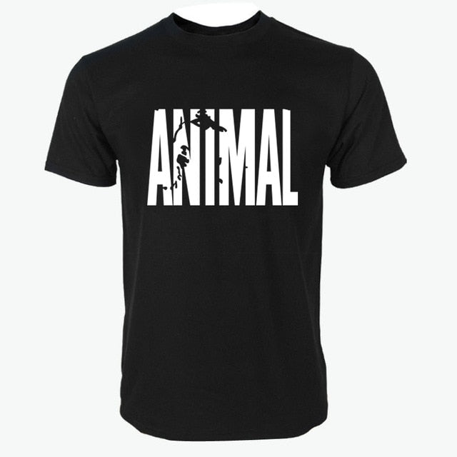 2018 hot ANIMAL T Shirt men cotton round collar muscle exercise fitness strong and handsome mens T-shirt trends cotton brand top