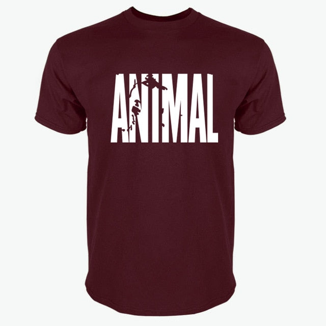 2018 hot ANIMAL T Shirt men cotton round collar muscle exercise fitness strong and handsome mens T-shirt trends cotton brand top