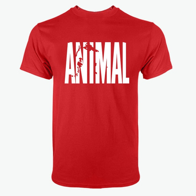 2018 hot ANIMAL T Shirt men cotton round collar muscle exercise fitness strong and handsome mens T-shirt trends cotton brand top