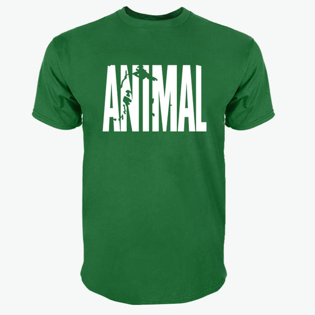 2018 hot ANIMAL T Shirt men cotton round collar muscle exercise fitness strong and handsome mens T-shirt trends cotton brand top