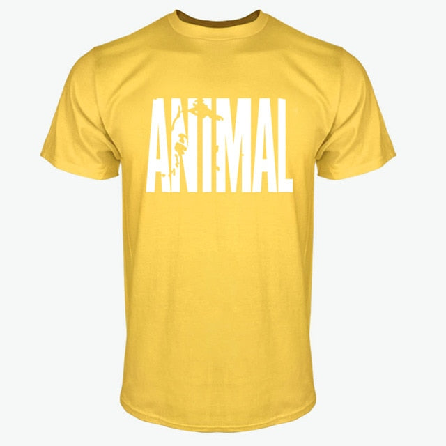 2018 hot ANIMAL T Shirt men cotton round collar muscle exercise fitness strong and handsome mens T-shirt trends cotton brand top