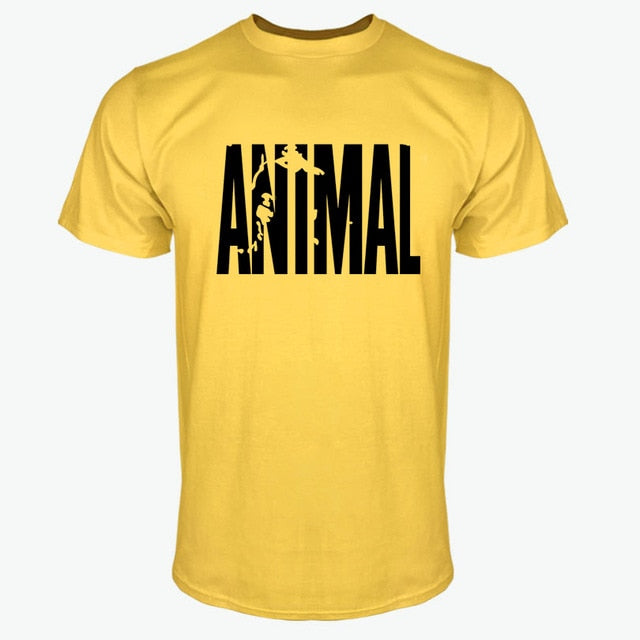 2018 hot ANIMAL T Shirt men cotton round collar muscle exercise fitness strong and handsome mens T-shirt trends cotton brand top