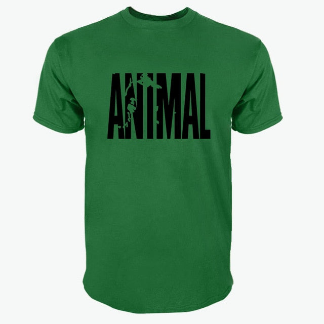 2018 hot ANIMAL T Shirt men cotton round collar muscle exercise fitness strong and handsome mens T-shirt trends cotton brand top