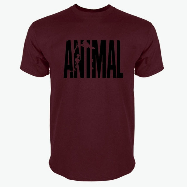 2018 hot ANIMAL T Shirt men cotton round collar muscle exercise fitness strong and handsome mens T-shirt trends cotton brand top