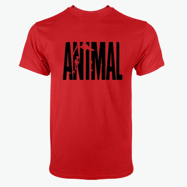 2018 hot ANIMAL T Shirt men cotton round collar muscle exercise fitness strong and handsome mens T-shirt trends cotton brand top