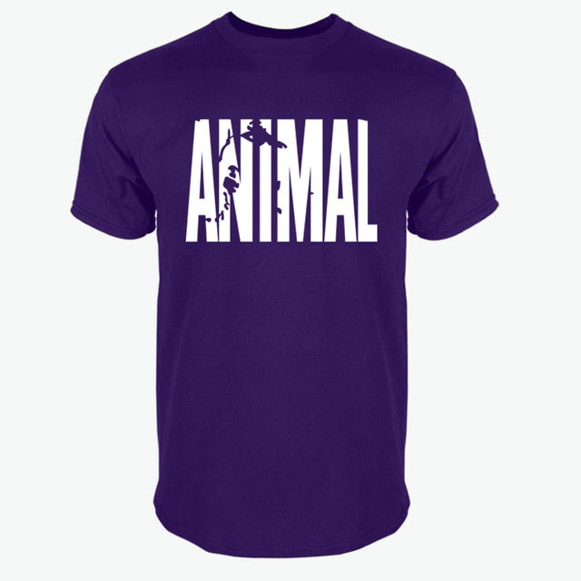 2018 hot ANIMAL T Shirt men cotton round collar muscle exercise fitness strong and handsome mens T-shirt trends cotton brand top