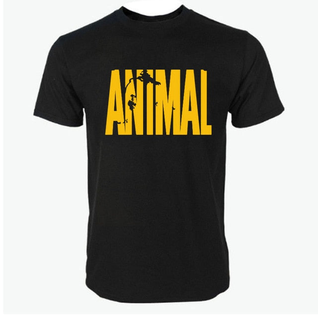 2018 hot ANIMAL T Shirt men cotton round collar muscle exercise fitness strong and handsome mens T-shirt trends cotton brand top