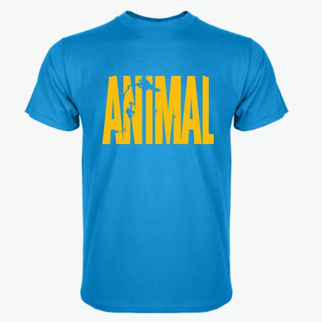 2018 hot ANIMAL T Shirt men cotton round collar muscle exercise fitness strong and handsome mens T-shirt trends cotton brand top