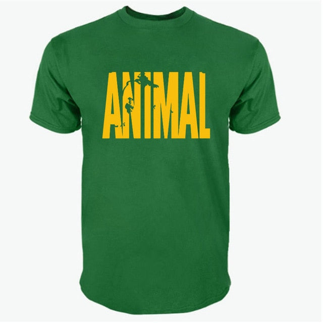 2018 hot ANIMAL T Shirt men cotton round collar muscle exercise fitness strong and handsome mens T-shirt trends cotton brand top