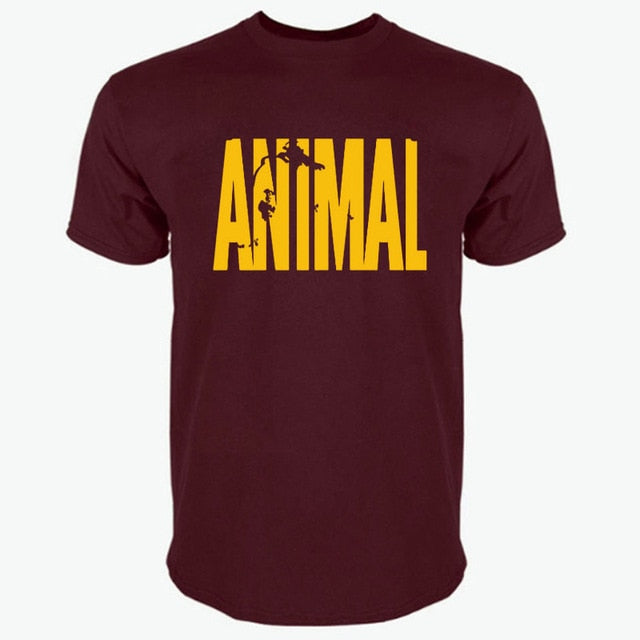 2018 hot ANIMAL T Shirt men cotton round collar muscle exercise fitness strong and handsome mens T-shirt trends cotton brand top