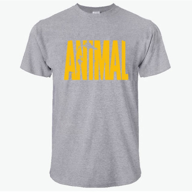 2018 hot ANIMAL T Shirt men cotton round collar muscle exercise fitness strong and handsome mens T-shirt trends cotton brand top