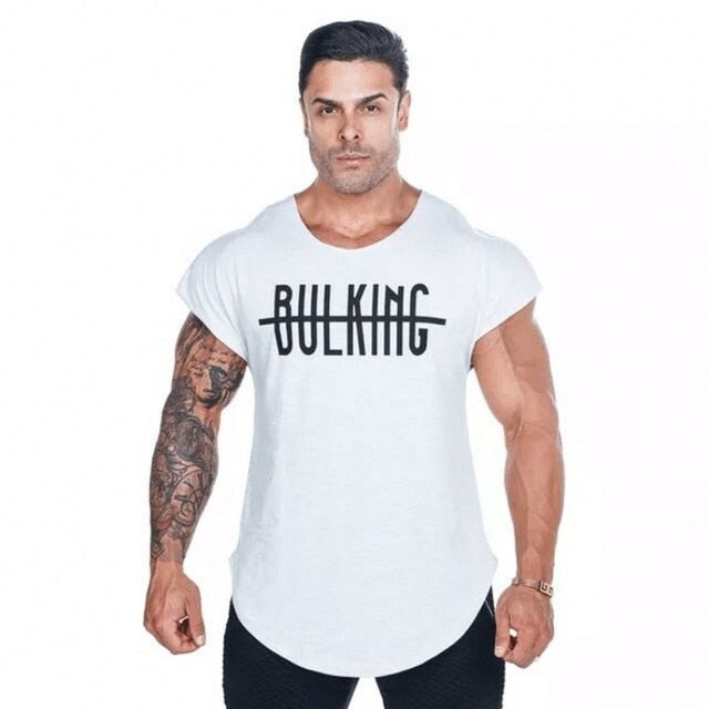 BULKING Brand Men cotton t shirts fashion Casual gyms Fitness workout Short sleeves tees 2018 summer new male tops clothing