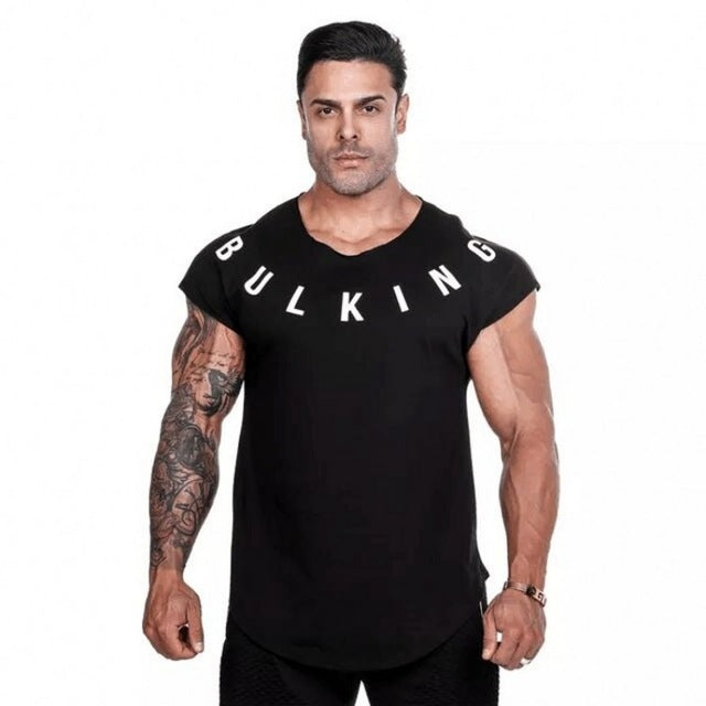 BULKING Brand Men cotton t shirts fashion Casual gyms Fitness workout Short sleeves tees 2018 summer new male tops clothing