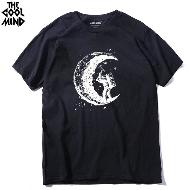 COOLMIND MO0117A 100% cotton short sleeve casual loose o-neck men T-shirt casual summer cool T shirt loose tshirt tee shirts