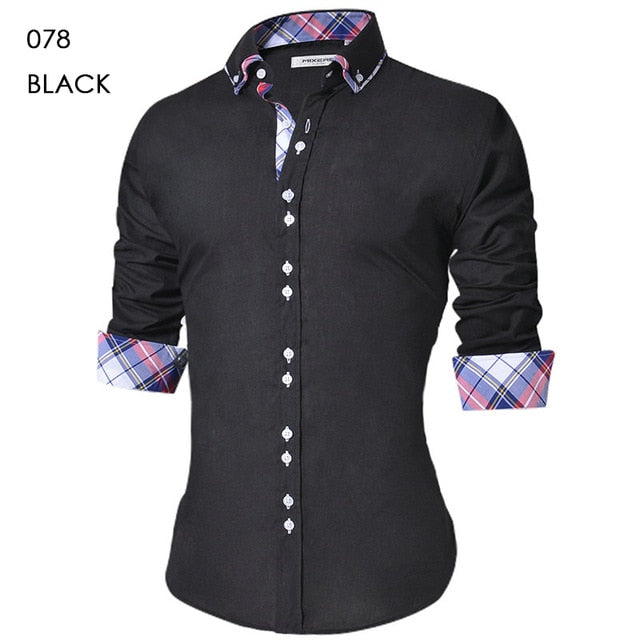 2018 Men's Casual Shirt Slim Fit Men's Casual Button Down Shirt Long Sleeve Formal Dress Shirts Men Male Clothing Camisa