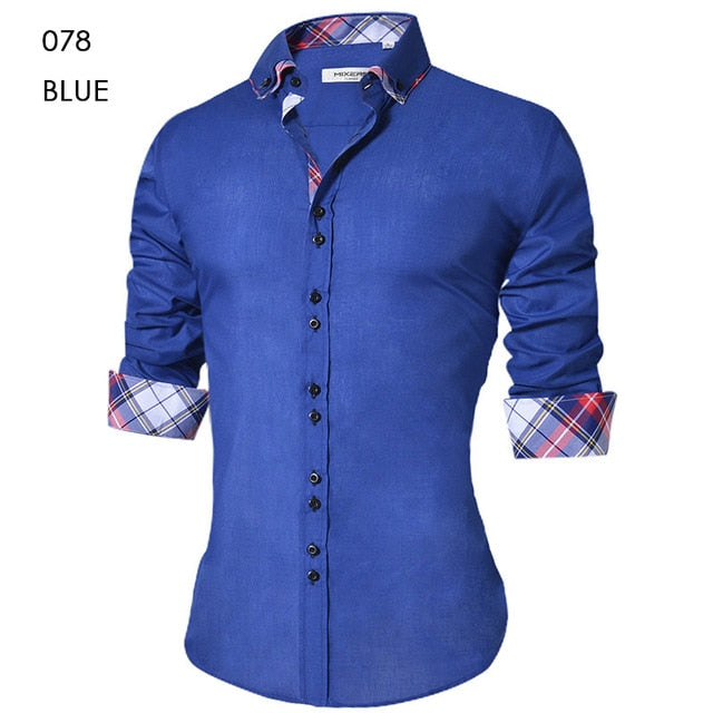 2018 Men's Casual Shirt Slim Fit Men's Casual Button Down Shirt Long Sleeve Formal Dress Shirts Men Male Clothing Camisa