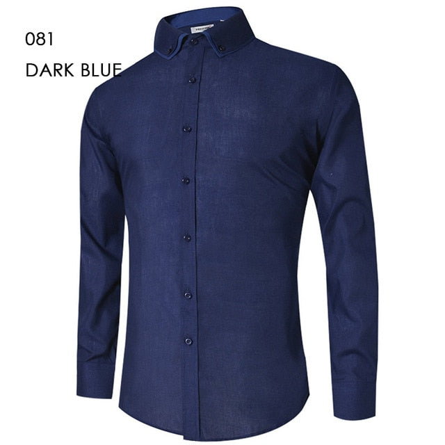 2018 Men's Casual Shirt Slim Fit Men's Casual Button Down Shirt Long Sleeve Formal Dress Shirts Men Male Clothing Camisa