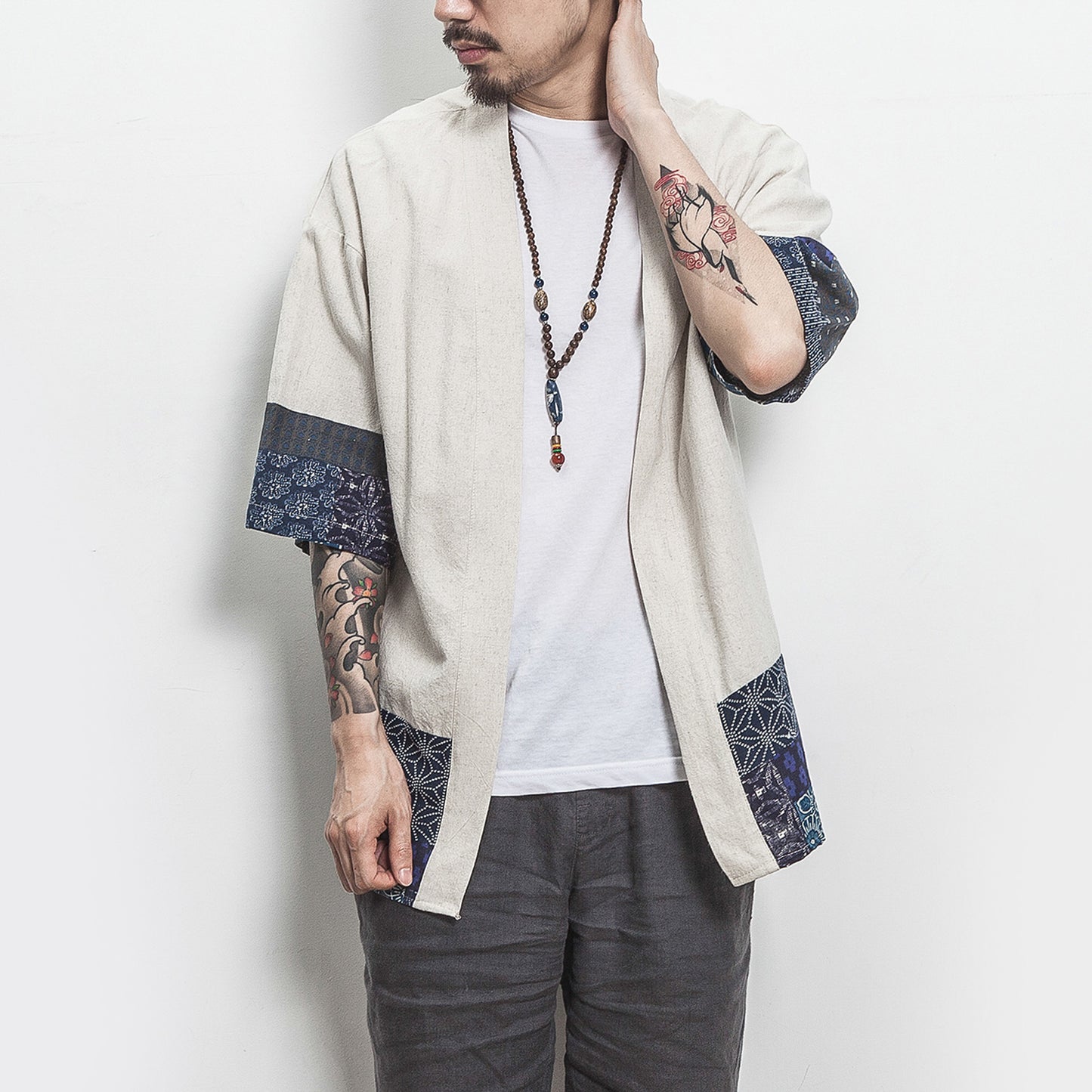 Drop Shipping Cotton Linen Shirt Jackets Men Chinese Streetwear Kimono Shirt Coat Men Linen Cardigan Jackets Coat Plus Size 5XL