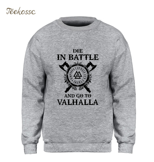 Odin Vikings Sweatshirt Men Die In Battle And Go To Valhalla Hoodie Crewneck Sweatshirts 2018 Winter Autumn Hip Hop Streetwear