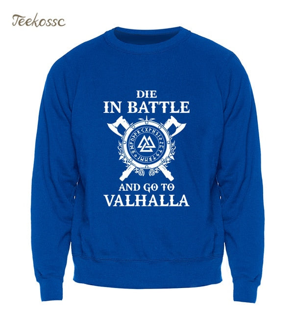 Odin Vikings Sweatshirt Men Die In Battle And Go To Valhalla Hoodie Crewneck Sweatshirts 2018 Winter Autumn Hip Hop Streetwear