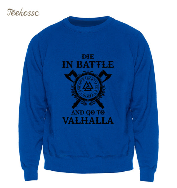 Odin Vikings Sweatshirt Men Die In Battle And Go To Valhalla Hoodie Crewneck Sweatshirts 2018 Winter Autumn Hip Hop Streetwear