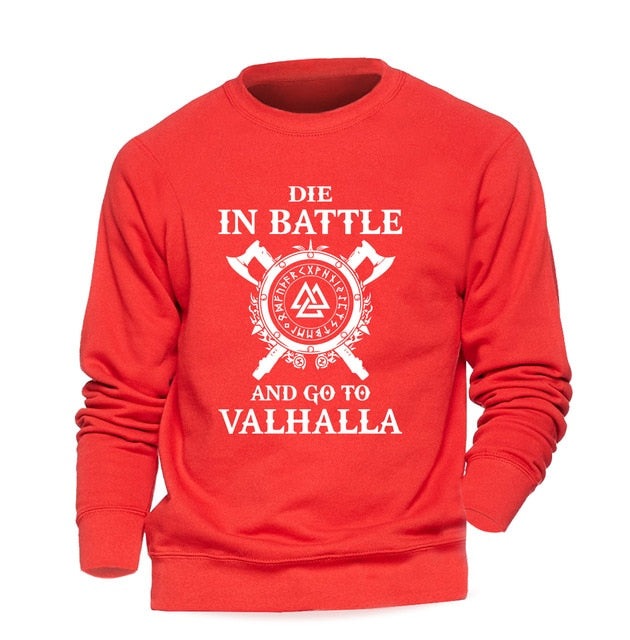 Odin Vikings Sweatshirt Men Die In Battle And Go To Valhalla Hoodie Crewneck Sweatshirts 2018 Winter Autumn Hip Hop Streetwear