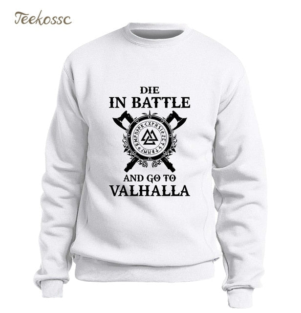 Odin Vikings Sweatshirt Men Die In Battle And Go To Valhalla Hoodie Crewneck Sweatshirts 2018 Winter Autumn Hip Hop Streetwear