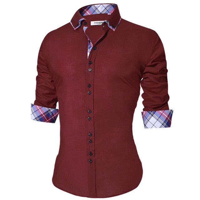 2018 Men's Casual Shirt Slim Fit Men's Casual Button Down Shirt Long Sleeve Formal Dress Shirts Men Male Clothing Camisa