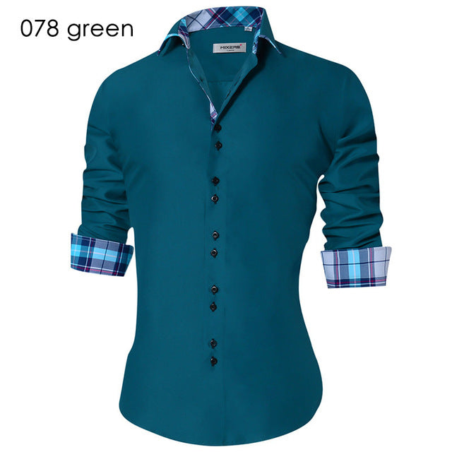 2018 Men's Casual Shirt Slim Fit Men's Casual Button Down Shirt Long Sleeve Formal Dress Shirts Men Male Clothing Camisa