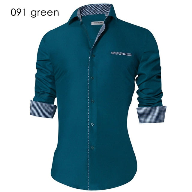 2018 Men's Casual Shirt Slim Fit Men's Casual Button Down Shirt Long Sleeve Formal Dress Shirts Men Male Clothing Camisa